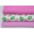 Cotton 100% pink and green watermelons on a white background PREMIUM