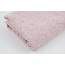 100% cotton, double gauze embroidered No.1 with flowers, powder heather