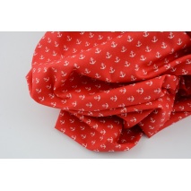 Cotton 100%, small anchors on a red background, poplin