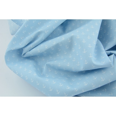 Cotton 100%, small anchors on a blue background, poplin