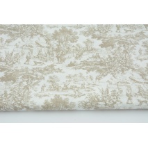 Cotton 100%, beige Tojle de Jouy, width 300cm