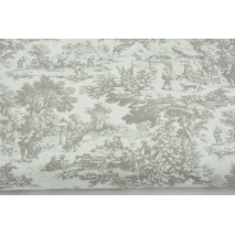 Cotton 100%, gray beige Tojle de Jouy, width 300cm
