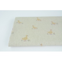 Decorative fabric, geese on a linen background 200g/m2