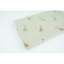 Decorative fabric, giraffes on a linen background, 200g/m2