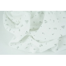 Double gauze 100% cotton, gray small twigs scattered over a white background