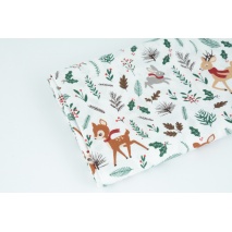 Cotton 100%, poplin, roe deer, reindeer on a white background