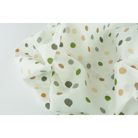 Cotton 100% brown-beige-green dots, poplin