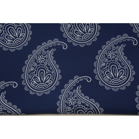 Cotton 100% paisley on a navy background