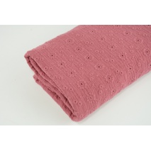 100% cotton, double gauze embroidered No.2 with small flowers, dirty fuchsia