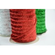 Velvet ribbon, red with glitter 1cm