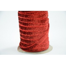 Velvet ribbon, red with glitter 1cm