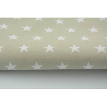 Cotton 100% white stars 20mm on a light beige background II quality