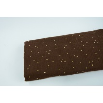 Double gauze 100% cotton golden dots on a brown background
