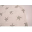 Cotton 100% light gray big stars on a white background
