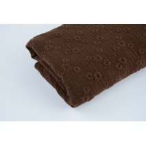 100% cotton, double gauze embroidered No.1 with flowers, brown