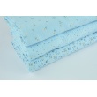 Double gauze 100% cotton, mini colorful dots on blue background