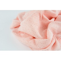 Muślin bawełniany, mini kolorowe kropki na słodkim różu