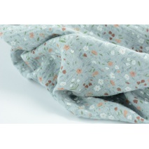Double gauze 100% cotton, meadow on a light grey background