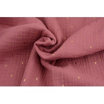 Double gauze 100% cotton golden marks on a dark pink background II quality