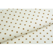 100% cotton, brown dots on a natural background