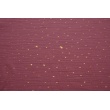 Double gauze 100% cotton golden marks on a dark pink background