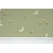 Decorative fabric, geese on a green background