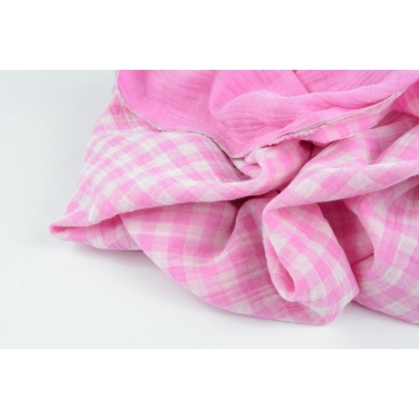 Double gauze 100% cotton, vichy lovely pink check