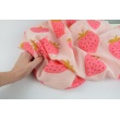 Double gauze, muslin 100% cotton large strawberries on a sweet pink