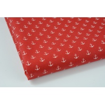 Cotton LAMINATED white anchors on a red background