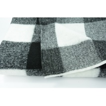 Knit coat fabric with wool, black-cream check