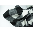 Knit coat fabric with wool, black-cream check