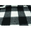 Knit coat fabric with wool, black-cream check