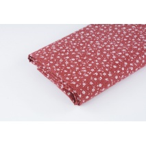 Cotton 100% white meadow on a burgundy background, small flowers