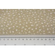 Cotton 100% white meadow on a medium beige background, small flowers