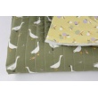 QUILTED fabric, geese on green/fruits