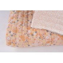 QUILTED fabric, colorful meadow on a salmon background/white meadow