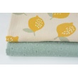 Double gauze, muslin 100% cotton large lemons on a beige background