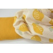 Double gauze, muslin 100% cotton large lemons on a beige background