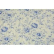 Double gauze 100% cotton blue flowers on a cream background