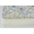 Double gauze 100% cotton blue flowers on a cream background