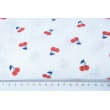 Double gauze 100% cotton, cherries on a cream background