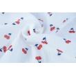 Double gauze 100% cotton, cherries on a cream background