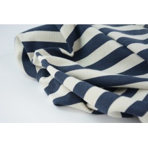 Rib knit fabric, navy-beige stripes 2cm