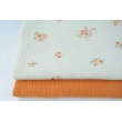 Double gauze 100% cotton orange flowers on a vanilla background DC