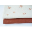 Double gauze 100% cotton orange flowers on a vanilla background DC