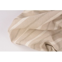 Decorative fabric, cream and beige stripes on a linen background 200 g/m2