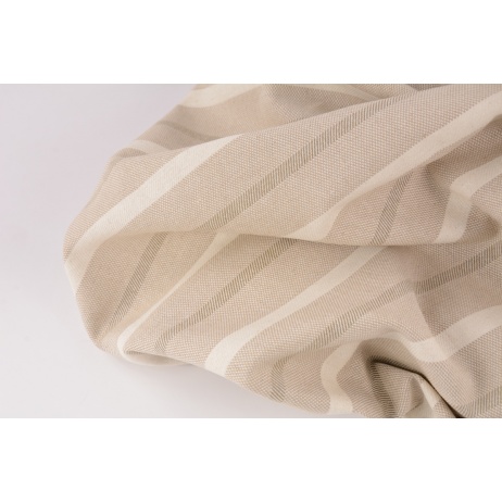 Decorative fabric, cream and beige stripes on a linen background 200 g/m2