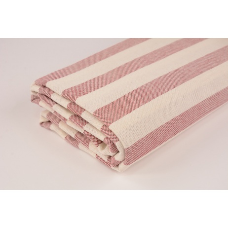 Decorative fabric, 2cm cream and burgundy stripes, 280cm