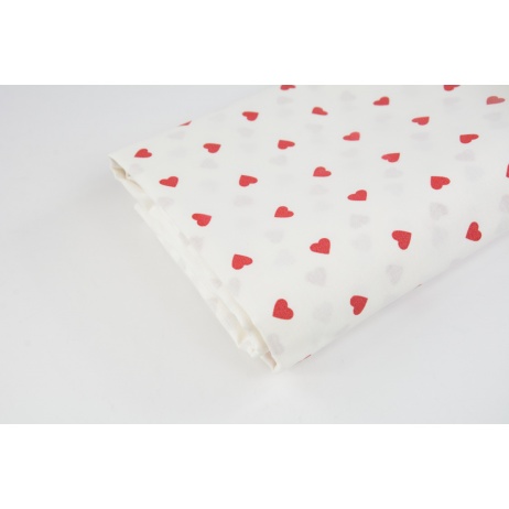 100% Cotton, red hearts on a white background, width 295cm