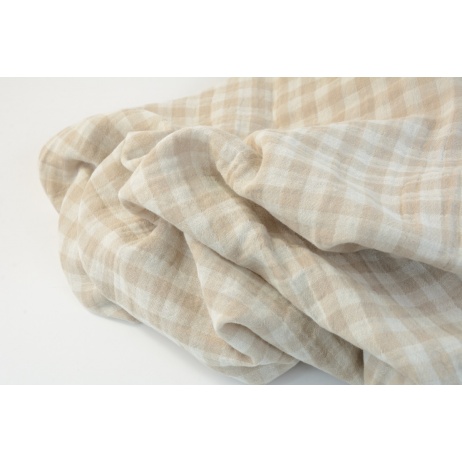 Double gauze 100% cotton, vichy beige check